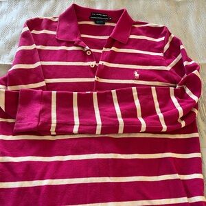 Polo by Ralph Lauren Women's Pink and White Striped Jersey
